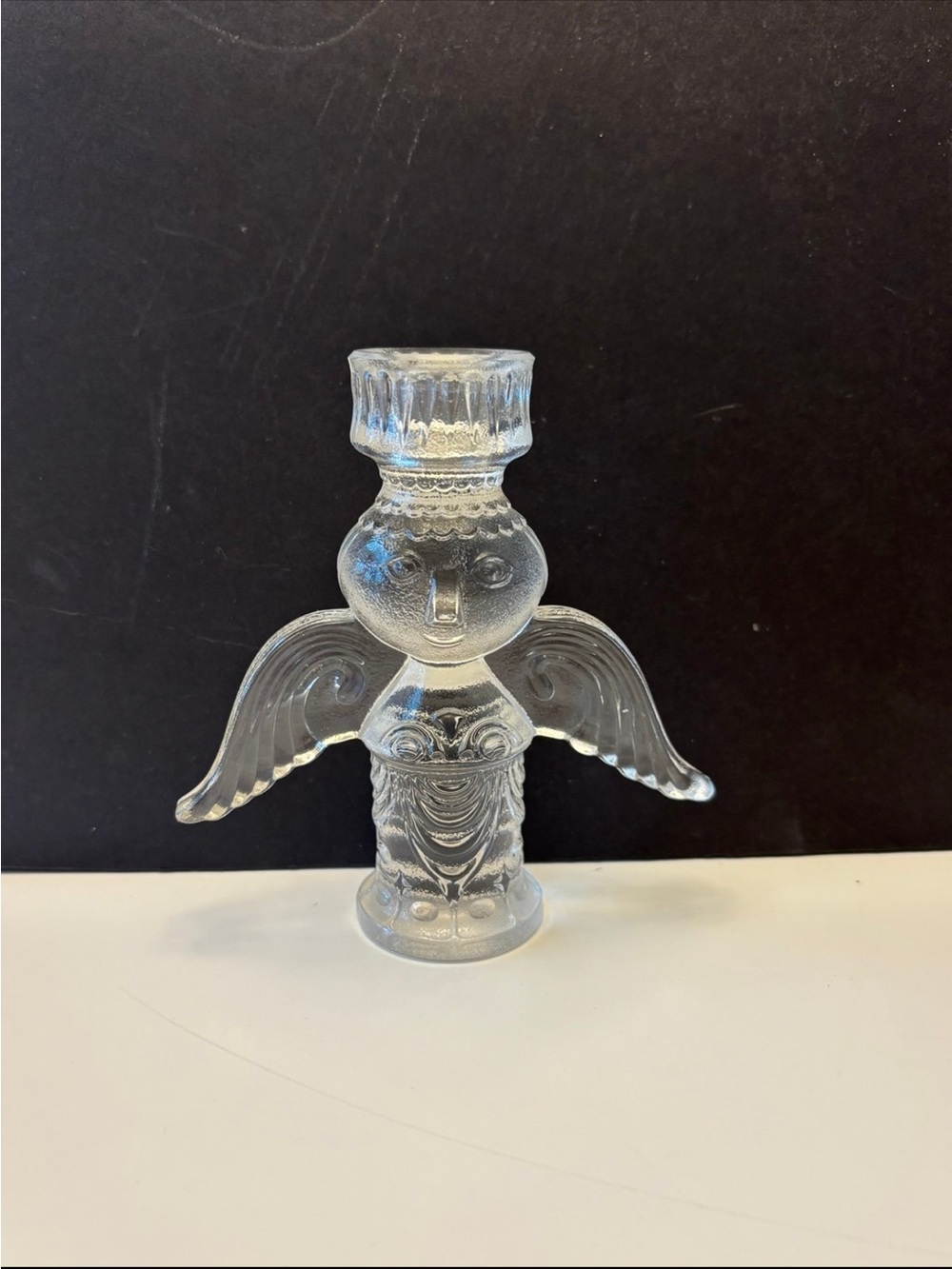 Clear Glass Angel Candle Holder